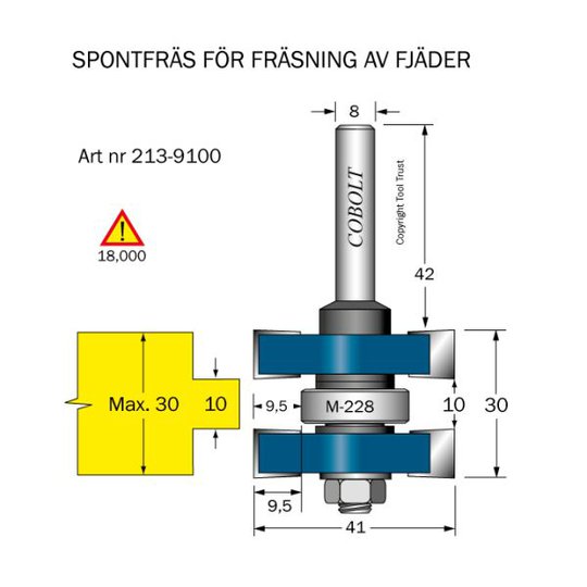 Cobolt 213-9100 Spontfräs med styrlager, max virkestjocklek 30 mm