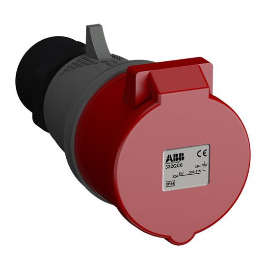 ABB 2CMA102365R1000 Skarvuttag snabbansluten, vibrationsbeständig Röd, 32 A, 4-polig, IP44