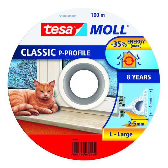 TÄTNINGSLIST P-LIST EPDM 55703 TESA VIT 100MX9MMX4MM | Beijerbygg Byggmaterial