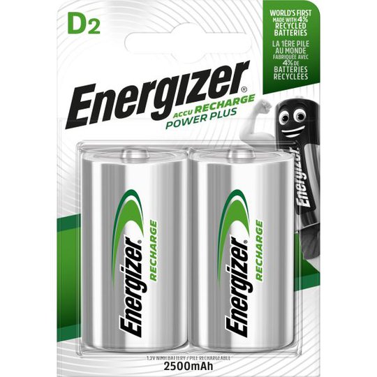 Energizer Recharge Power Plus Laddbart batteri 1,5 V, 2-pack D