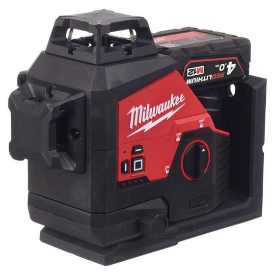 Milwaukee M12 3PL-401C Korslaser grön, med batteri och laddare