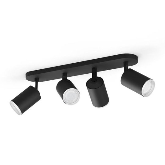 Philips Hue Fugato Spotlight svart, 4 x 5.7W LED