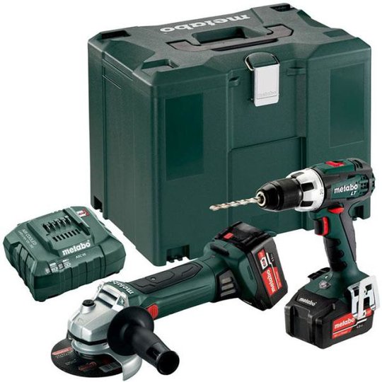 Metabo BS 18 LT + W 18 LTX 125 QUICK Verktygspaket med 4,0Ah batterier och laddare