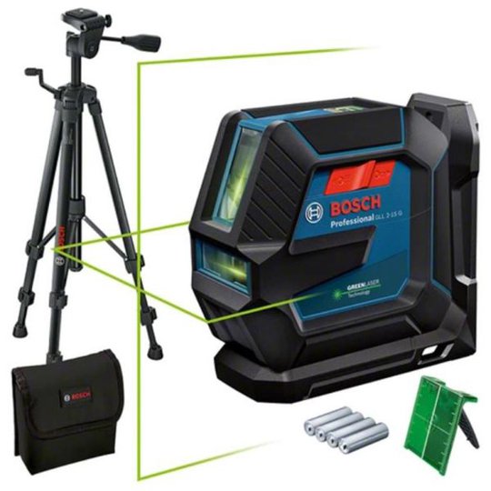 Bosch GLL 2-15/LB10 Linjelaser grön, med batterier och universalfäste