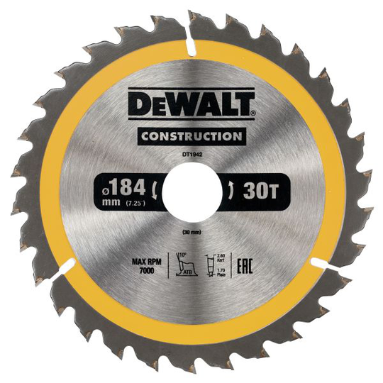 Dewalt DT1942-QZ Sågklinga 184 x 30 mm, 30T