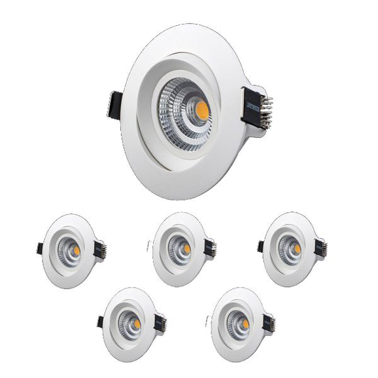 Designlight M-Penny Downlight 7 W, vinklingsbar, 6-pack 3000 K, 540 lm