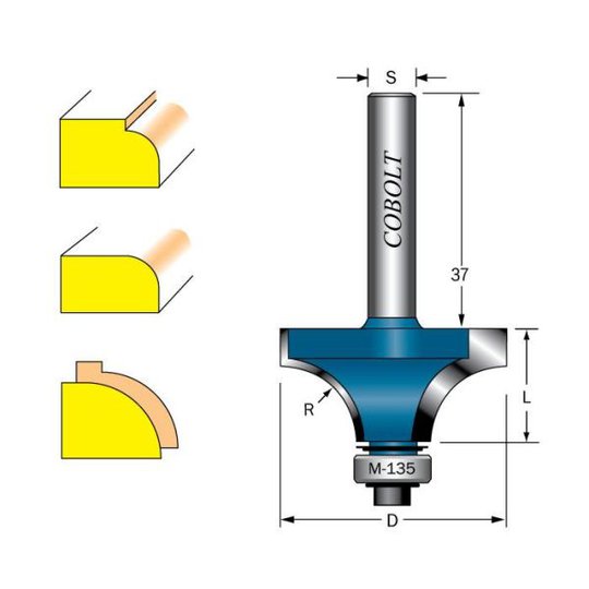 Cobolt 217-160 Avrundsningsfräs R=16 D=45 L=22