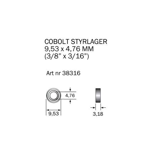 Cobolt 38316 Kullager 9,53 x 4,76 mm