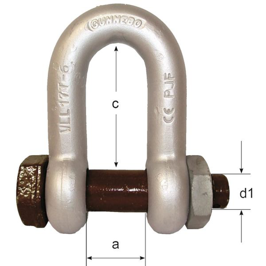 Gunnebo A083513 Schackel skruvbult/mutter, rak Ø16 mm, 2T