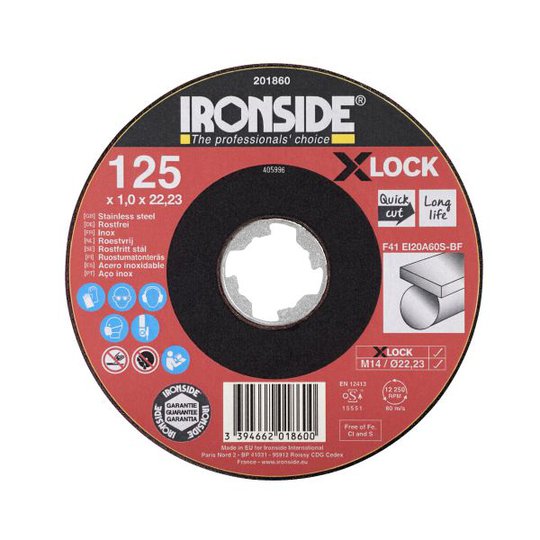 Ironside EI20A Kapskiva 125 cm, X-LOCK, för rostfritt stål, F41 125x1x22,23 mm