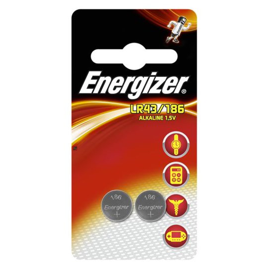 Energizer Alkaline LR43/186 FSB2 Knappcellsbatteri 1,5 V, 2-pack