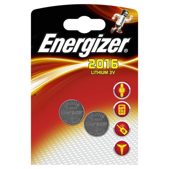 Energizer 2016 Knappcellsbatteri litium, 3 V, 2-pack