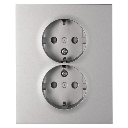 Elko Plus 2-V MJ Inf Skruv Vägguttag jordat, 2-vägs aluminium