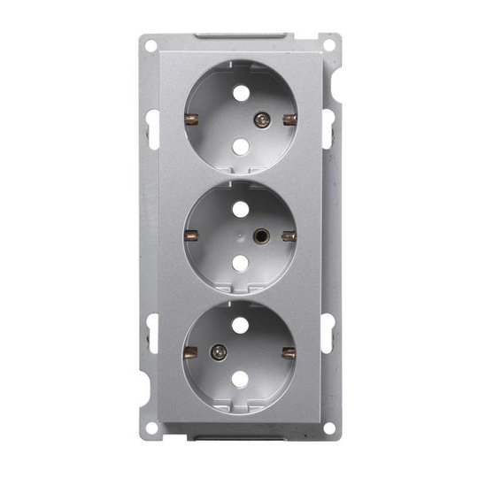 Elko Plus Vägguttagsinsats 3-vägs, aluminium