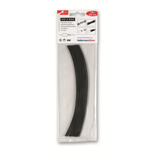 Hellermann Tyton HIS-3 Bag Krympslang 200 mm, 3:1, 10-pack 1,5/0,5 mm