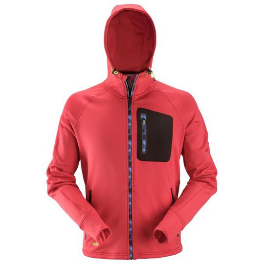 Snickers 8000 FlexiWork Fleecehoodie chili/svart XS