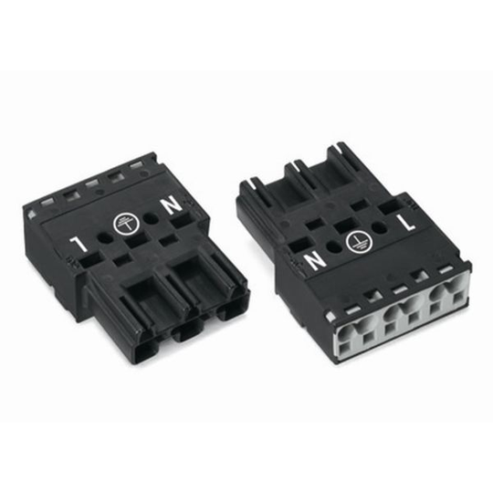 Wago 770-213 Handon 3-pol, L/PE/N, svart