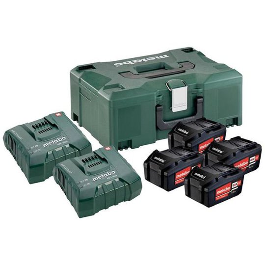 Metabo Bas-set Laddpaket 4st 5,2Ah batterier, 2st laddare & väska