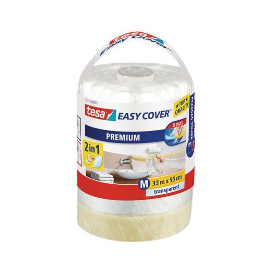 Tesa Easy Cover 4368 Skyddsfolie med maskeringstejp 33 m x 550 mm, refill