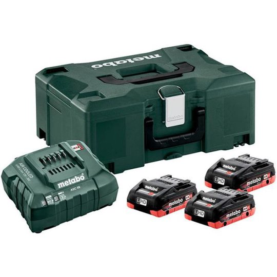 Metabo Bas-set Laddpaket 3st 4,0Ah batterier, laddare och väska