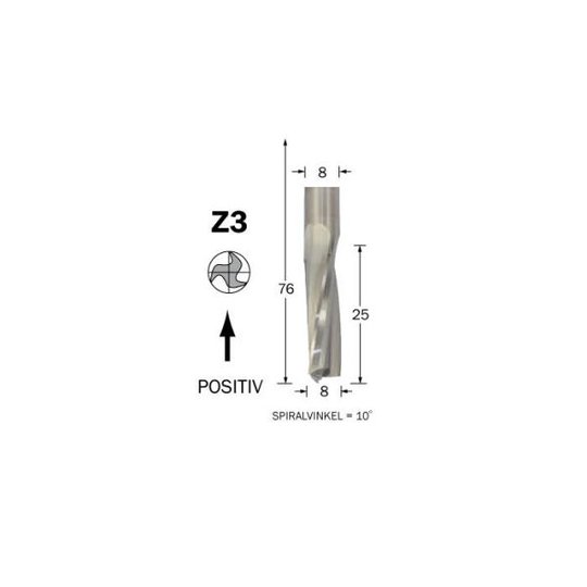 Cobolt 60-471 Spiralfräs D=8, L=25, TL=76, S=8