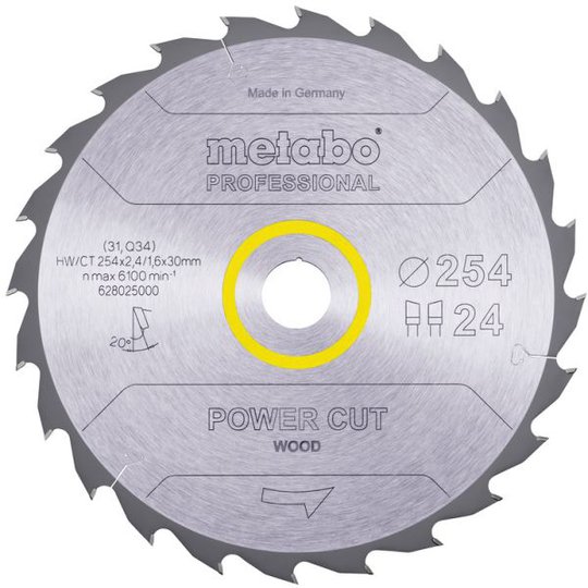 Metabo 628025000 Sågklinga 254x30 mm 24T
