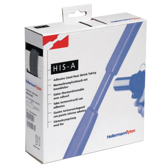 Hellermann Tyton 308-10300 Krympslang med lim, 3:1, svart 3/1 mm, 10 m