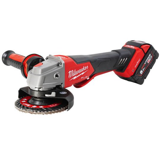 Milwaukee M18ONEFSAG125XPDB502X Vinkelslip med batteri och laddare