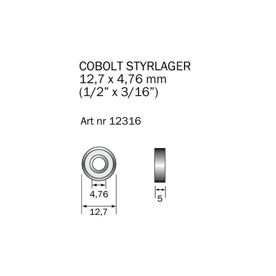 Cobolt 12316 Kullager 12,7 x 4,76 mm