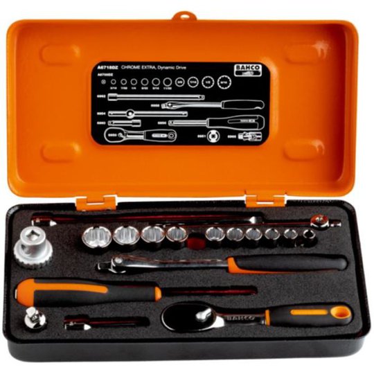 Bahco A6718DZ Hylsnyckelsats 1/4", 18 delar, tum