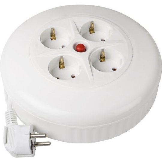 Gelia 09.0009205 Kabelrulle 4 uttag, 5 m kabel