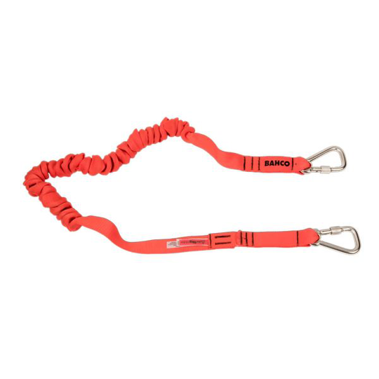 Bahco 3875-LY8 Säkerhetslina orange, med fastsydd karbinhake 120 cm, max 6 kg