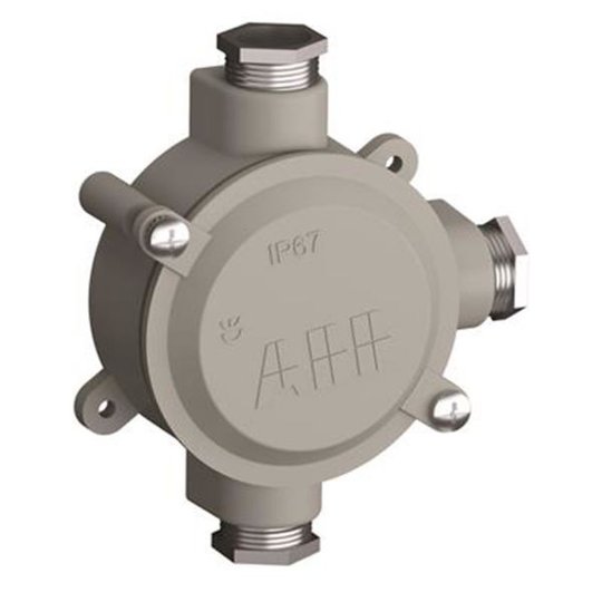 ABB 2CMA136542R1000 Lättmetalldosa aluminium, gänga 22,5 1 höger, 1 upp, 1 vänster, 96 nm