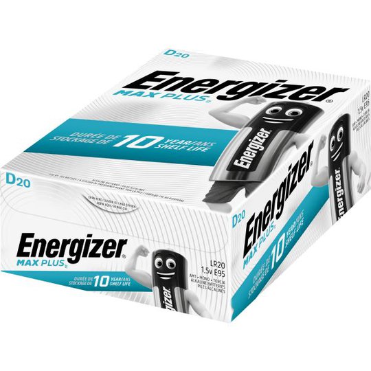Energizer Max Plus Alkaliskt batteri D, 1,5 V, 20-pack