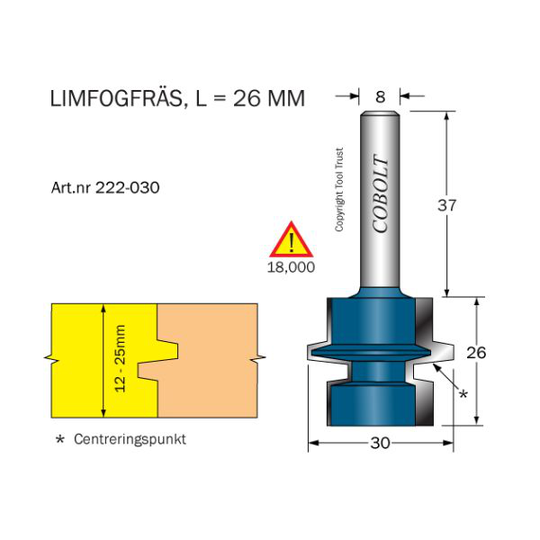 Cobolt 222-030 Limfogfräs L=26 D=30/22/14,2 TL=63 S=8