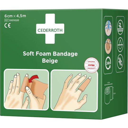 Cederroth 51011020 Plåster 6 cm x 4,5 m, självhäftande Beige