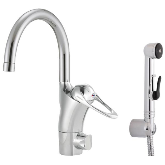 FM Mattsson 8058-0000 Tvättställsblandare ettgrepp, sidodusch, tvättmaskinavstängning