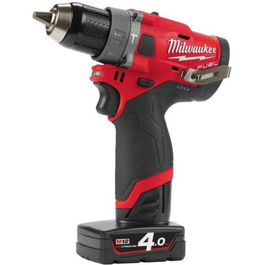 Milwaukee M12 FPD-402XA Slagborrmaskin med tillbehör, 4,0Ah batterier, laddare
