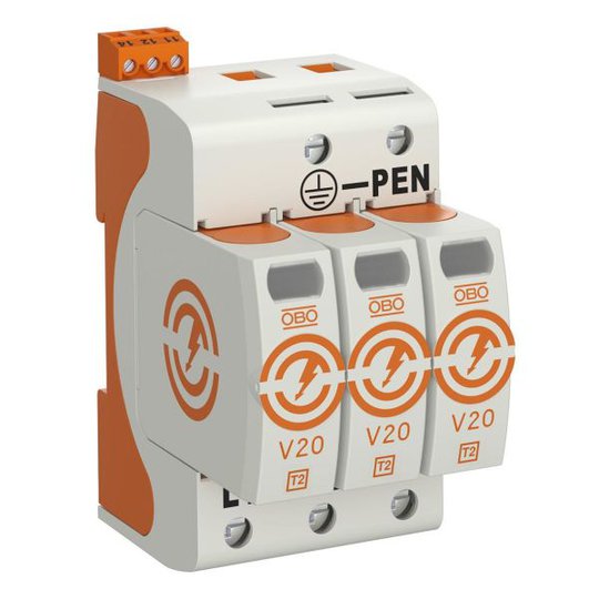 Obo Bettermann 5095283 Överspänningsskydd typ 2, 230V, IP20 V20-3+FS-280