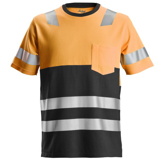 Snickers 2534 AllroundWork T-shirt varsel, orange/svart XS