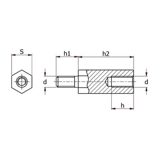 Essentra Components 1221510 Distansskruv M6x10x20x10 RFR, 100-pack