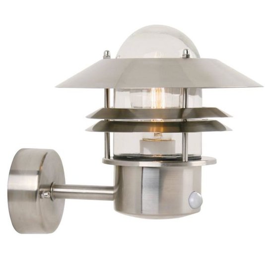 Nordlux BLOKHUS 25031034 Väggarmatur sensor, E27, 60W, IP54 Rostfri