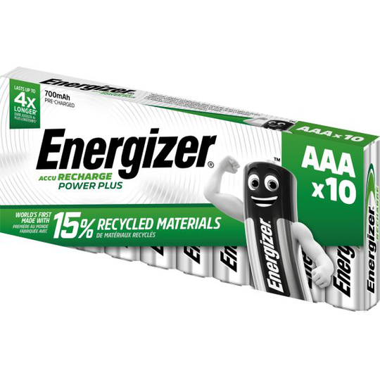 Energizer Recharge Power Plus Batteri laddningsbart, AAA, 1,2 V, 10-pack 700 mAh
