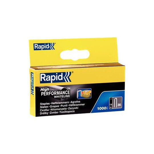 Rapid Nr 36 Bredtrådskabelklammer Stål, vit, 1000-pack