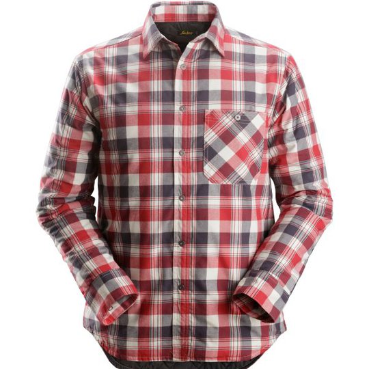 Snickers 8501 RuffWork Flanellskjorta fodrad, grå/röd XS