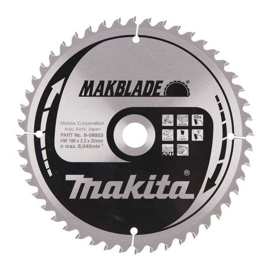 Makita B-08953 Sågklinga 190x20mm, 48T
