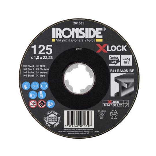 Ironside 201861 Kapskiva 125 cm, X-LOCK, för stål, F41 125x1x22,23 mm