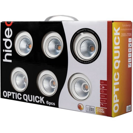 Hide-a-Lite Optic Quick ISO Downlight vit, 6-pack 2000-3000 K