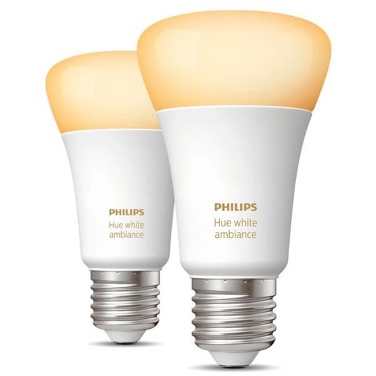 Philips Hue White Ambiance LED-lampa 8.5W, E27, 2-pack