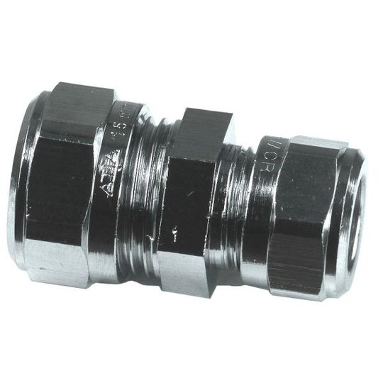 Gelia 3006111142 Klämringskoppling rak, koppar-koppar, förminskad, krom 12 x 8 mm
